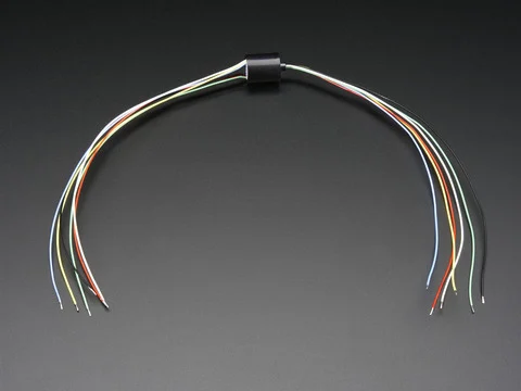 Miniature Slip Ring - 12mm diameter, 6 wires, max 240V @ 2A