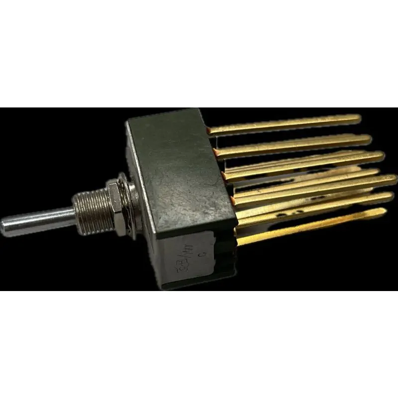 MINIATURE TOGGLE SWITCH, ON - OFF - ON, 4PDT, 6A 125V, BAT HANDLE, WIRE WRAP TERMINALS, Cutler Hammer