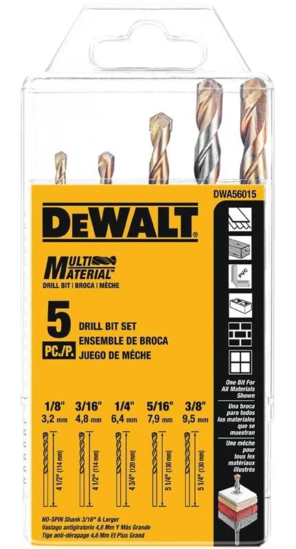 Multi-Material Carbide Drill Bit Set, 5-Piece