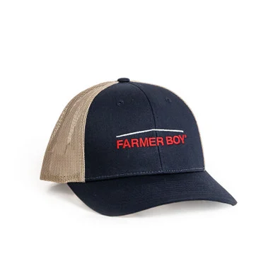 Navy Hat with Khaki Mesh Back and Adjustable Fit