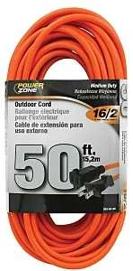 Outdoor Extension Cord 50 ft 16/2 SJTW Orange