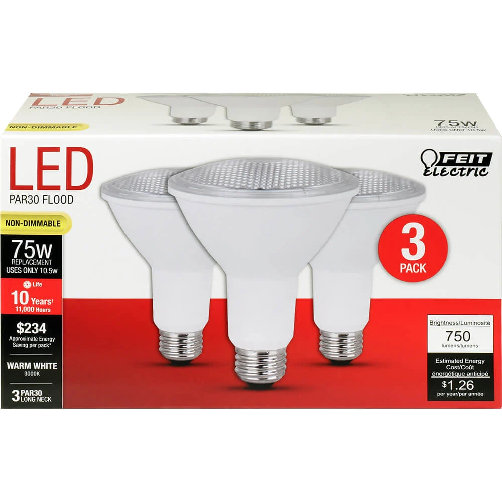 PAR30L LED Flood Bulb 75W Equivalent 3000K Warm White Non-Dimmable