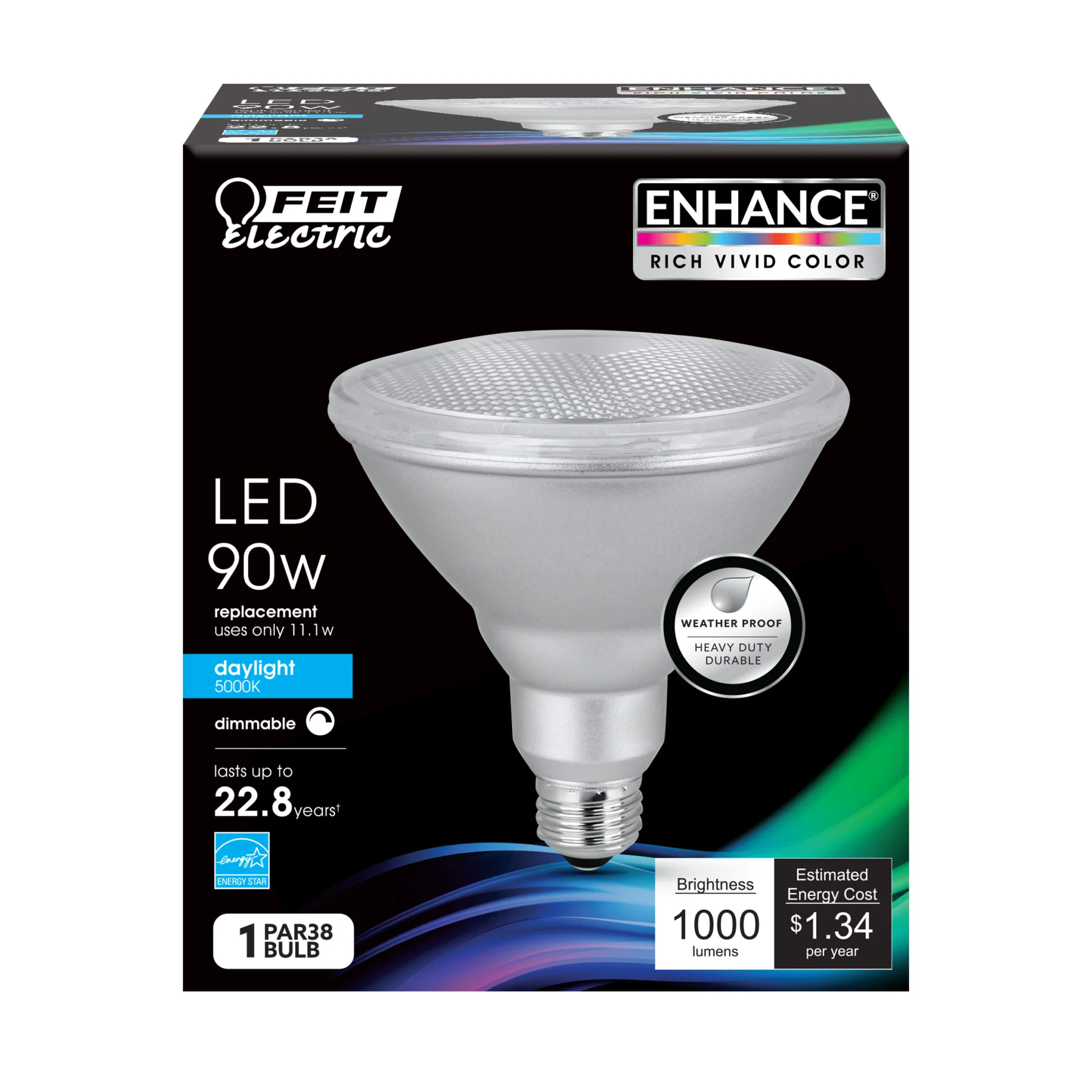 PAR38 LED Bulb 5000K Daylight Dimmable E26 90W Equivalent 1000 lm