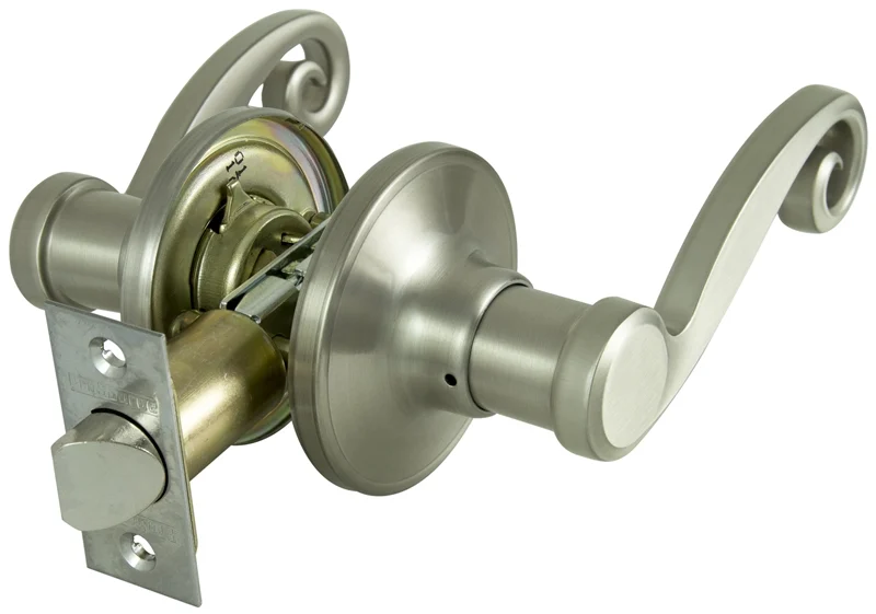 Passage Door Lever Set, Satin Nickel, Adjustable Latch