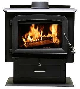 Pedestal Wood Stove 89,000 BTU Heats Up to 2,000 Sq Ft Black