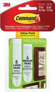 Picture Hanging Strips Value Pack, Medium & Large (12-16 lb)