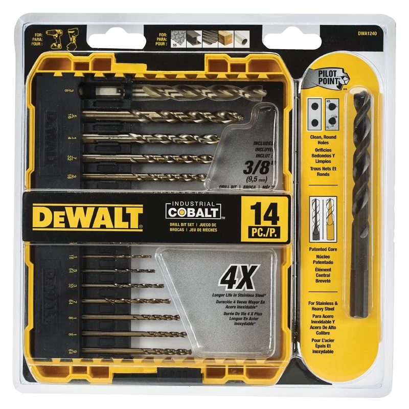 Pilot Point Cobalt Drill Bit Set, 14-Piece for Stainless & Hard Metals