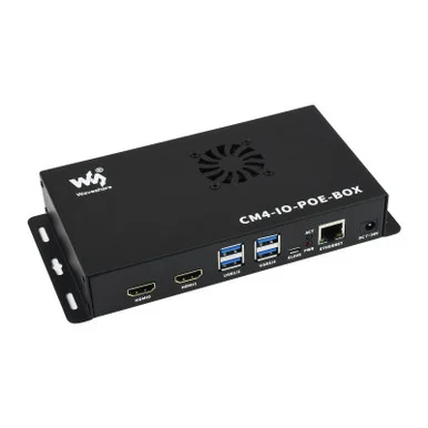 PoE Mini-Computer Based on Raspberry Pi Compute Module 4 (NOT Included), Metal Case, With Cooling Fan