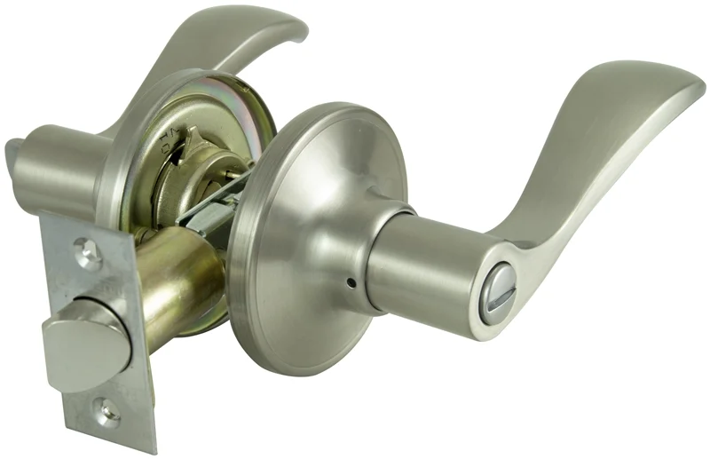Privacy Door Leverset, Satin Nickel Finish