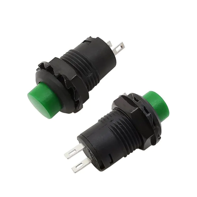 PUSH BUTTON SWITCH, 3A 125VAC, Push on Push off, Green, SPST,SOLDER TERMINALS