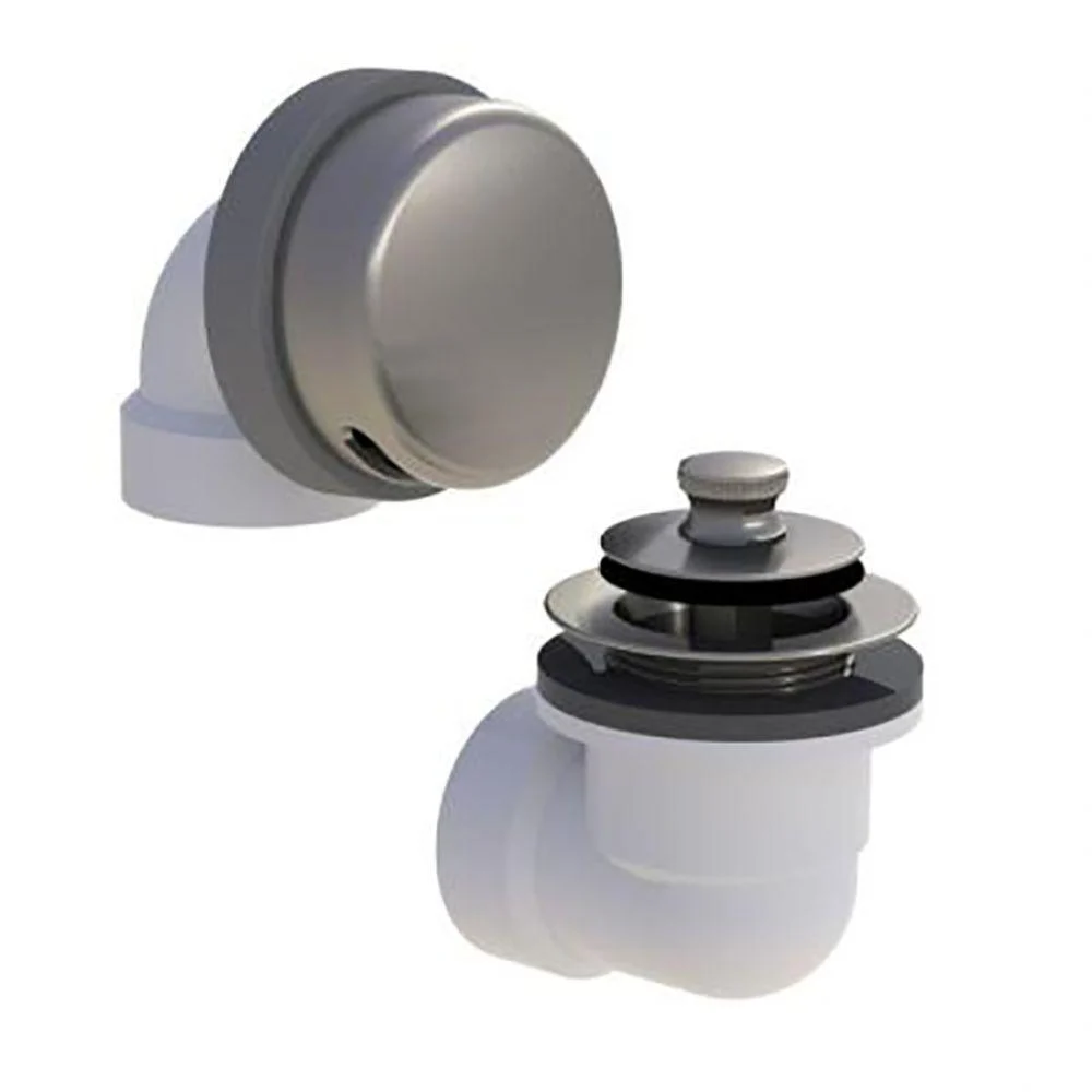 PVC PUSH PULL BRUSHED NICKEL TUB STOP