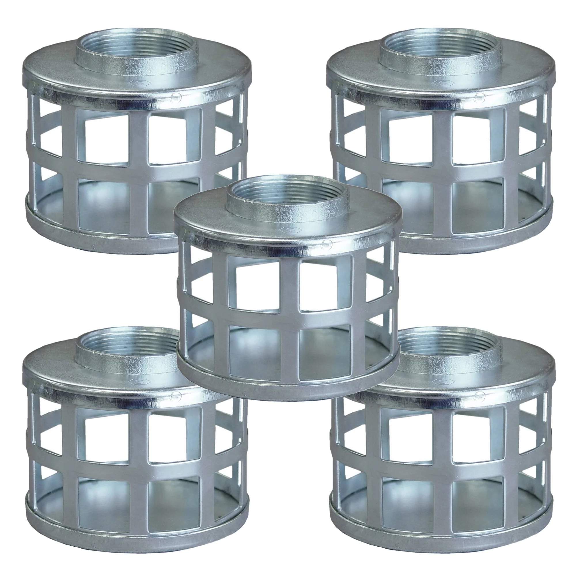 QTY 5 - 1-1/2" Suction Hose Square Hole Steel Strainer - FREE SHIPPING
