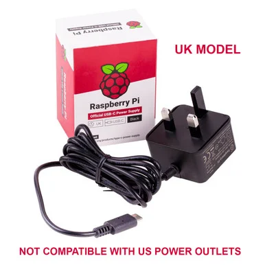 Raspberry Pi 15W USB-C Power Supply, UK, Black