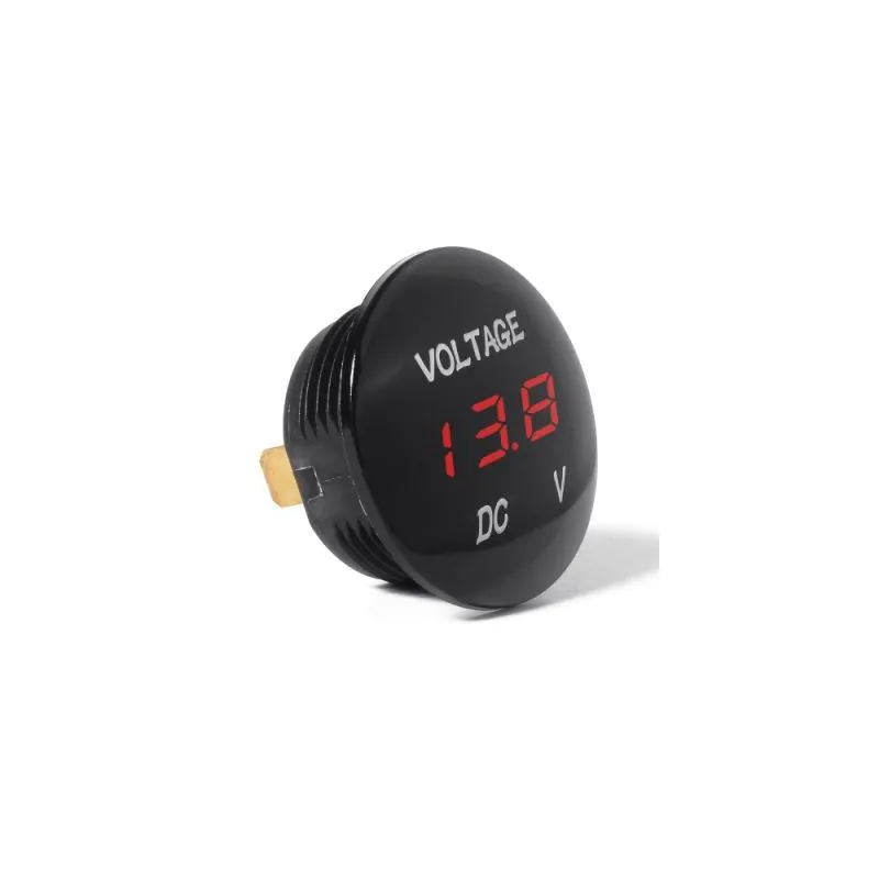 RED LED DC VOLT DIGITAL PANEL METER 3.2v-30V, 1-1/8 Inch Hole Size.