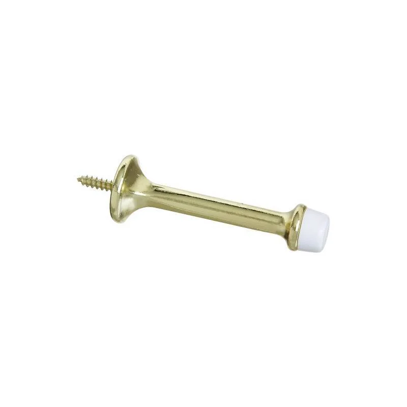Rigid Cylinder Door Stop, Brass Finish, 3 in Projection