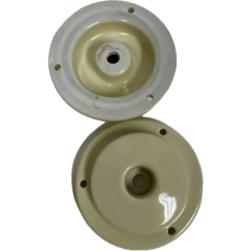 Round Canopy Disc Ceramic Porcelain Insulator Standoff, 4 Inch Diameter, 1 Inch Tall, 3/8 Inch Center Hole, Ivory Color