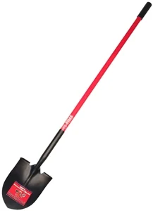Round Point Shovel, 9 x 11 in Steel Blade, Fiberglass Handle