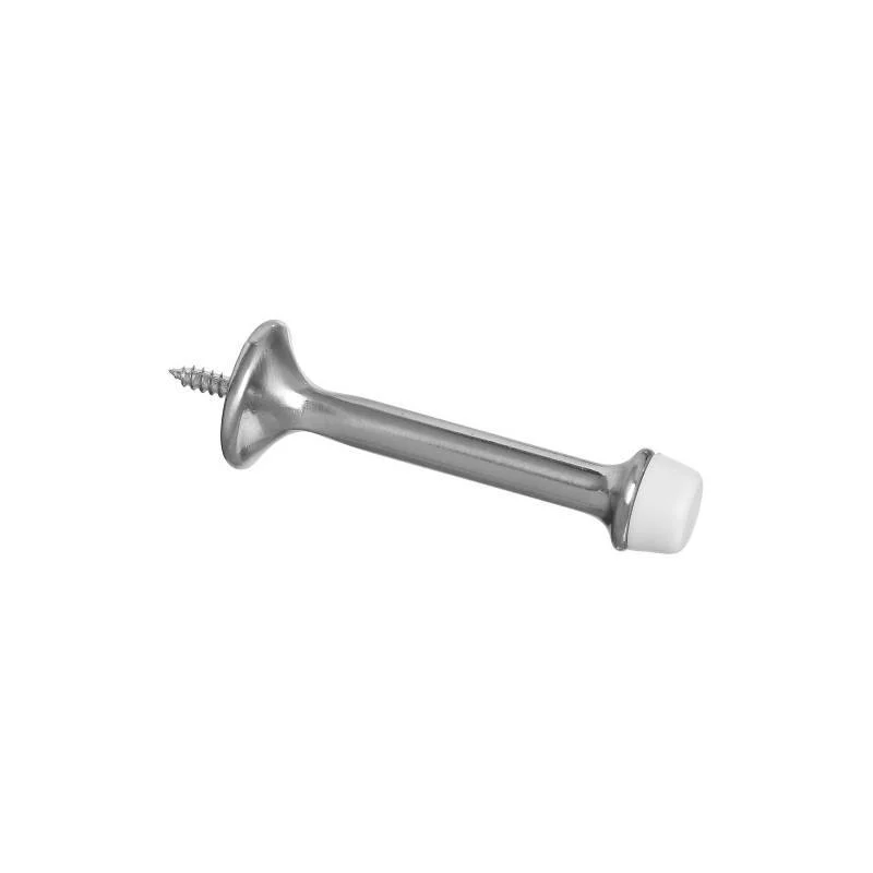 Satin Nickel Rigid Wall Door Stop, 3 in Projection, Rubber Tip