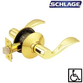 Schlage Accent F10 Passage Lever Bright Brass