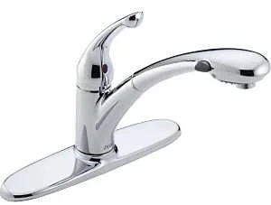 Single-Handle Pull-Out Kitchen Faucet, Chrome High-Arc Spout