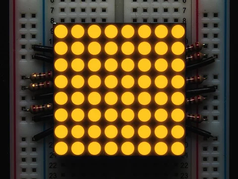 Small 1.2" 8x8 Ultra Bright Yellow-Orange LED Matrix - KWM-30881CUYB