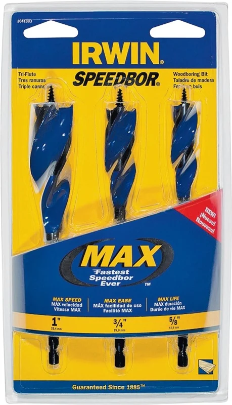Speedbor Max Spade Bit Set 3-Pc 5/8 to 1 in, 6 in Length