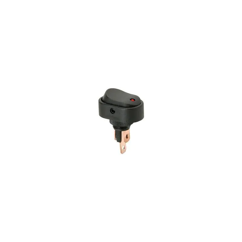 SPST LIGHTED ROCKER SWITCH RED LED 12V 20A FOR ROUND HOLE LAMP VOLTAGE 12VDC