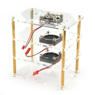 Stackable acrylic case for THREE Raspberry Pi 4