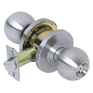 Storeroom Knob Lockset Grade 2 2-3/4 in Backset Stainless Steel