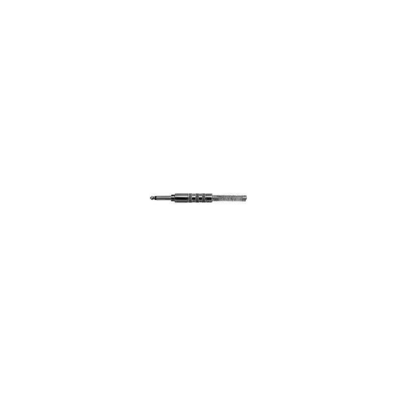 SWITCHCRAFT 1/4 inch TS MONO PLUG COPPER ALOY BLACK PLASTIC HANDLE SPRING RELIEF