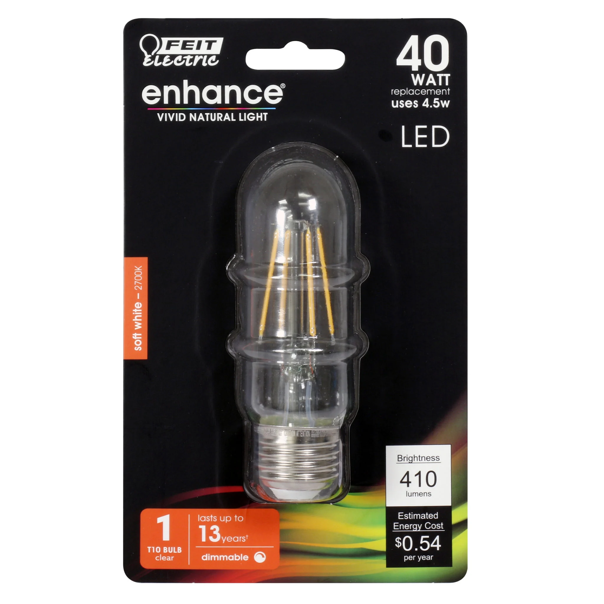 T10 LED Bulb 40W Equivalent 2700K Soft White Dimmable E26 4.5W