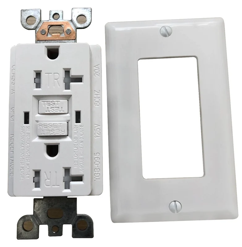 Tamper-Resistant GFCI Receptacle Outlet, White, 20 Amp