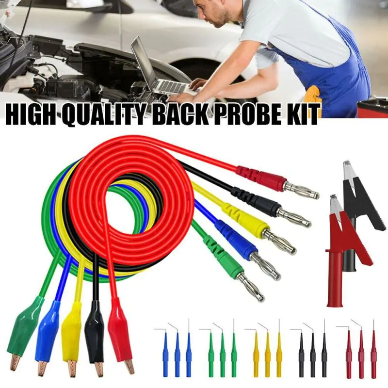 Test Lead Back Probe Set, with Right Angle and Straight Banana Plug Probes