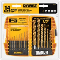 Titanium Speed Tip Drill Bit Set, 14-Piece (1/16 in–1/2 in)