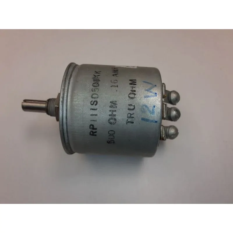 TRUE OHM 500 OHM 12W .16A RHEOSTAT 1/4 inch X 1/2 inch SHAFT SCREW TERMINAL CONNECTIONS