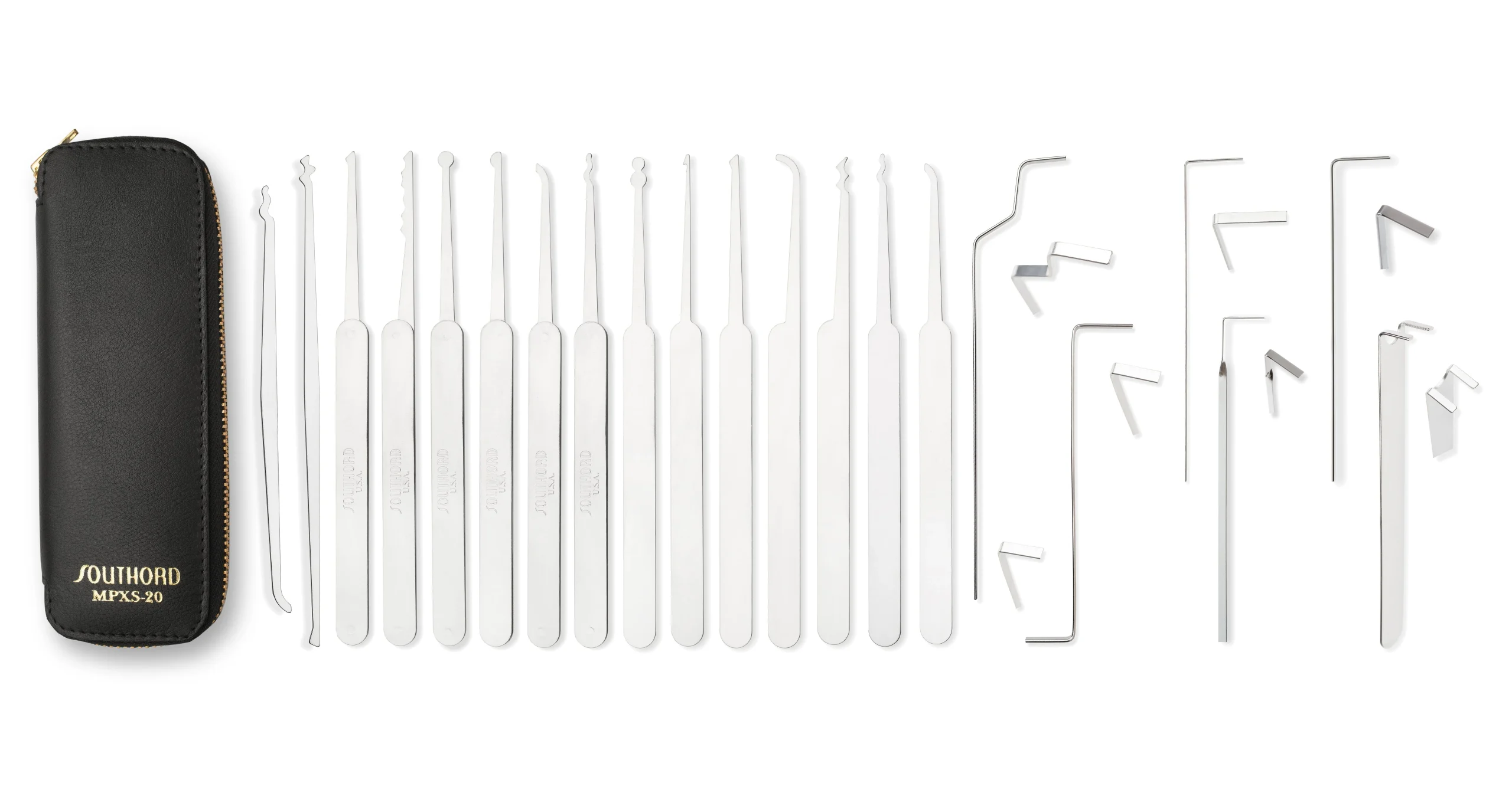 Twenty Piece Lock Pick Set With Metal Handles - MPXS-20