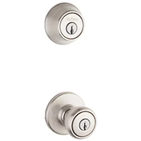 Tylo Entry Knob & Single Cylinder Deadbolt Combo, Satin Nickel