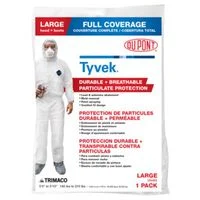 Tyvek Protective Coverall with Hood and Boots, Large, White