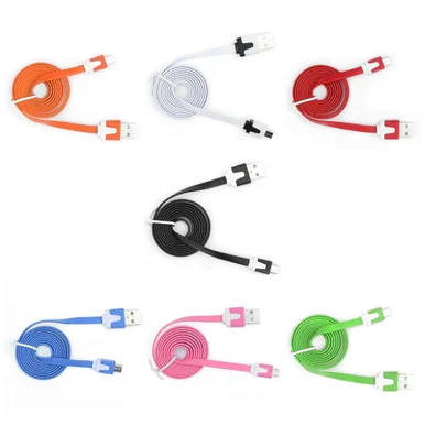 USB Flat Cable for micro:bit, USB2 A to micro-B, 3FT, Multicolor, 7 Pack