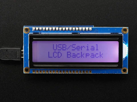 USB + Serial Backpack Kit with 16x2RGB backlight positive LCD - Black on RGB