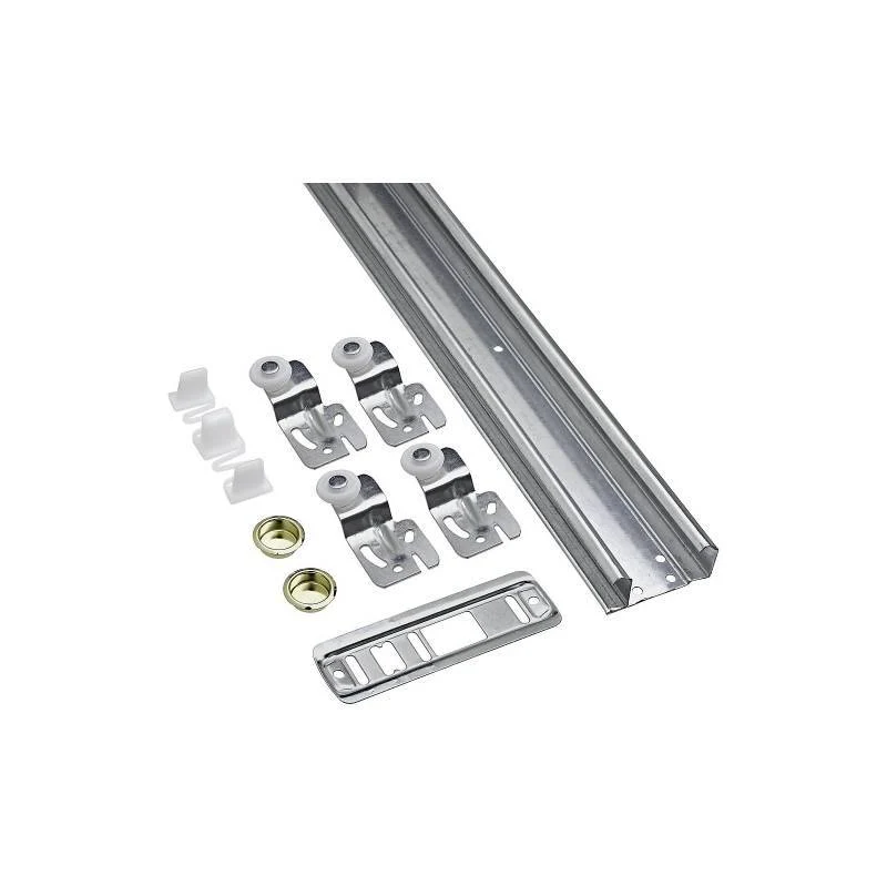 V771D By-Pass Sliding Door Hardware Set, 48 in, Galvanized, 60 lb