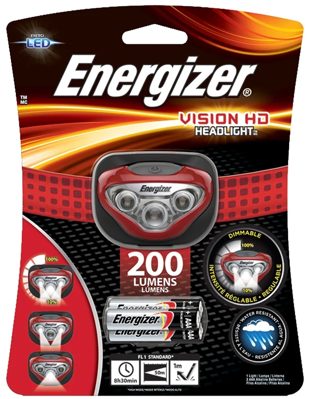 Vision HD LED Headlamp 180 Lumens, Smart Dimming, Pivoting Head