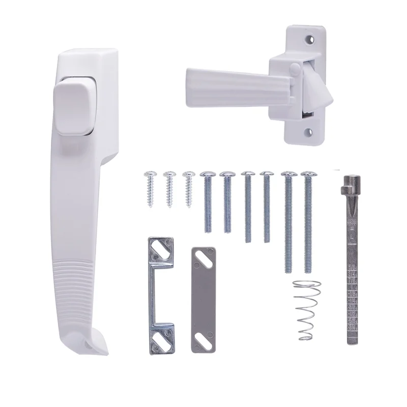 White Pushbutton Latch for Outswinging Screen & Storm Doors