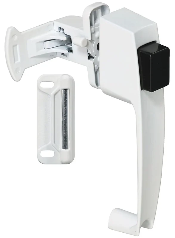 White Pushbutton Latch for Screen & Storm Doors, 1-3/4 in Spacing