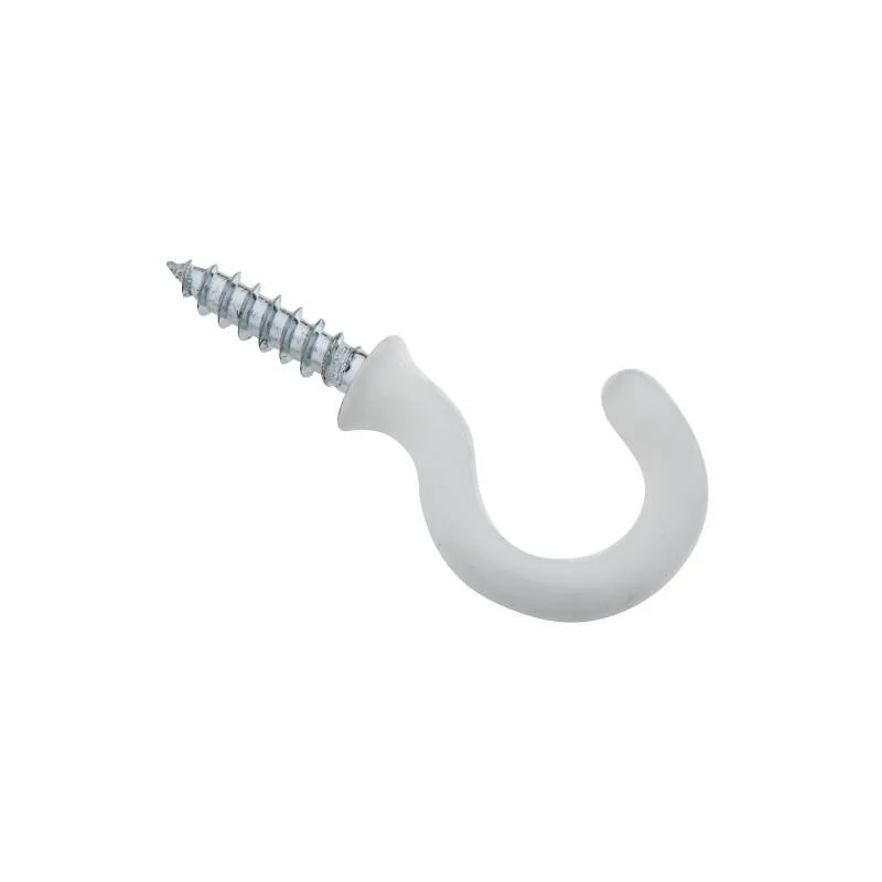 White Vinyl-Coated Steel Cup Hook, 3/4 in Trade, 10 lb