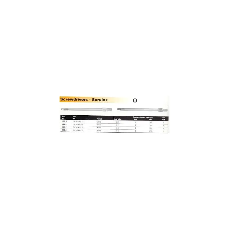 Xcelite #0SCRULOX SQUARE HEAD SCREWDRIVER BLADE