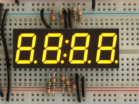 Yellow 7-segment clock display - 0.56" digit height