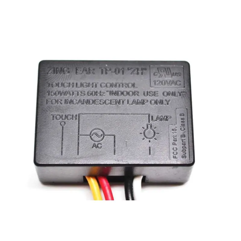 ZING EAR TP01 Touch Lamp Switch Control Module Sensor Dimmer, 3 way, Low Medium High Off, 150W